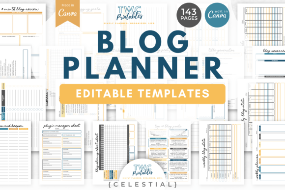 Blog Planner Canva Templates | CELESTIAL