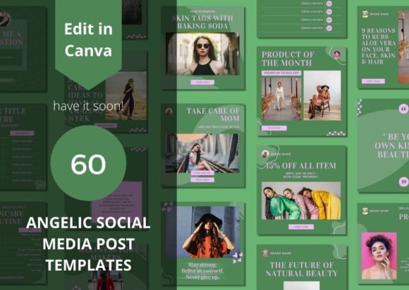 Elevate Your Brand with 60 Angelic Social Media Templates