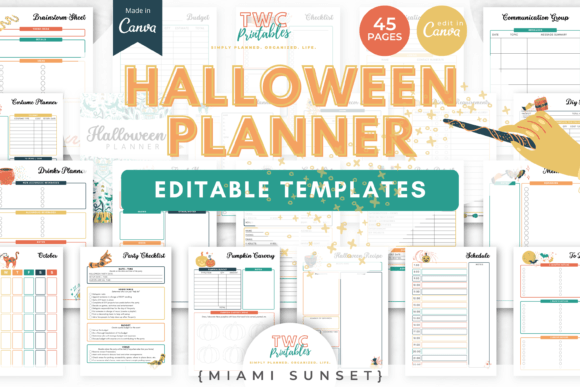 Halloween Planner Canva Templates |MIAMI