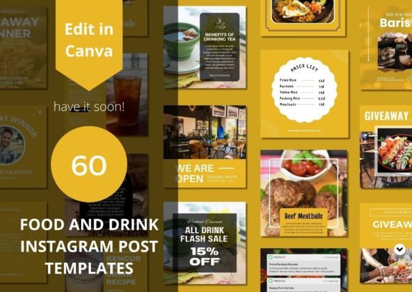 Streamline Your Food Content: 60 Social Media Templates